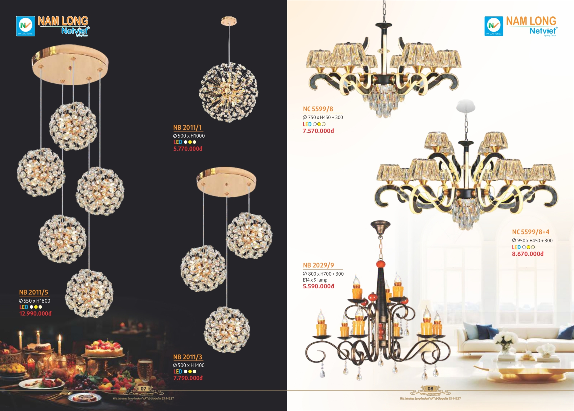 Bảng giá đèn trang trí Nam Long